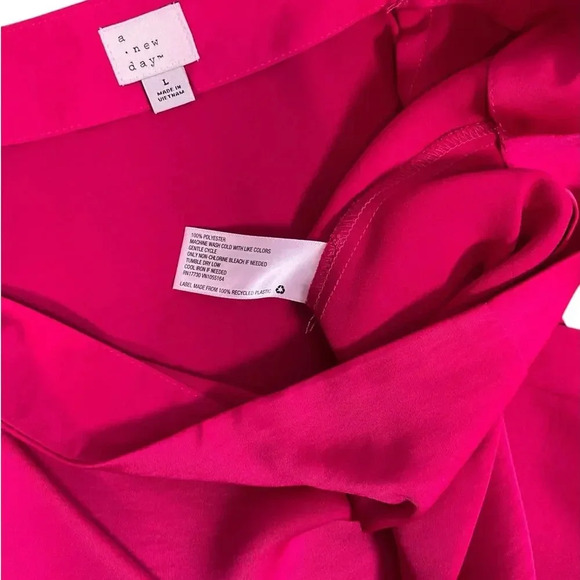 A New Day Womens Satin Mini A-Line Skirt Size Large Pink Side Tie Button Closure - Picture 9 of 14